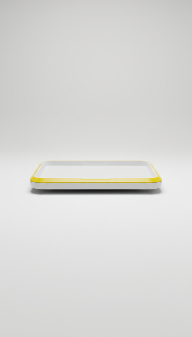 White Workspace Cable Tray with Yellow Edge