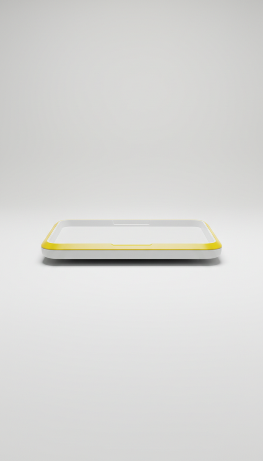 White Workspace Cable Tray with Yellow Edge