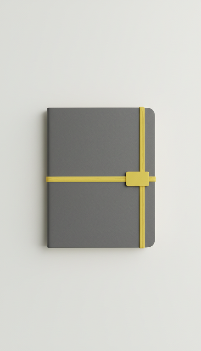 Tech Grey Journal Folio with Yellow Closure