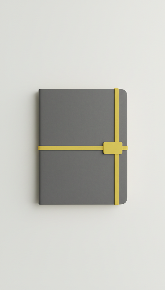 Tech Grey Journal Folio with Yellow Closure