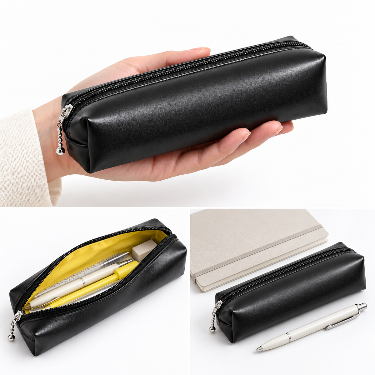 Black actpacker pencil case shown in hand for size reference